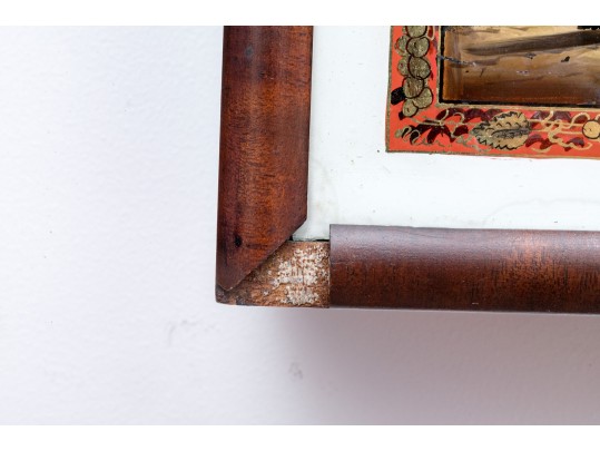 Antique William Grant Federal Style Eglomise Inset Wood And Brass Framed Banjo Clock