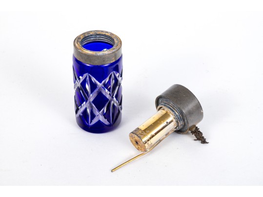 French, Baccarat Cobalt Blue Cut Crystal Atomizer