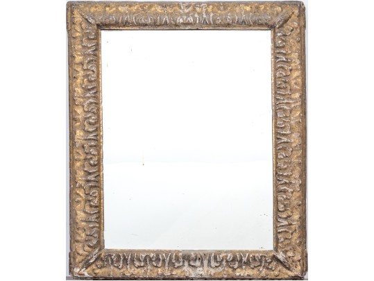 Vintage Carved Wood And Gesso Gilt Finished Mirror