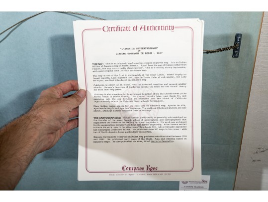 1677 Hand-colored Copper Engraved Map, 