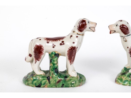 Lovely Pair Of Vintage English, Staffordshire Painted Ceramic Spaniels