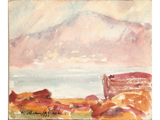 William A. Drake (1891-1979) Watercolor On Board, Mount Hook, Palisades, 1933