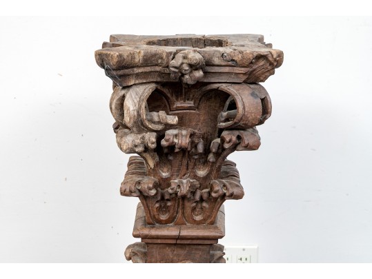 Antique Carved Wooden Altar Stick