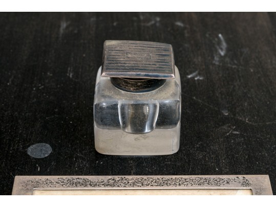 Collection Of Miscellaneous Silver Plated Flatware Utensils With An Inkwell And Picture Frame