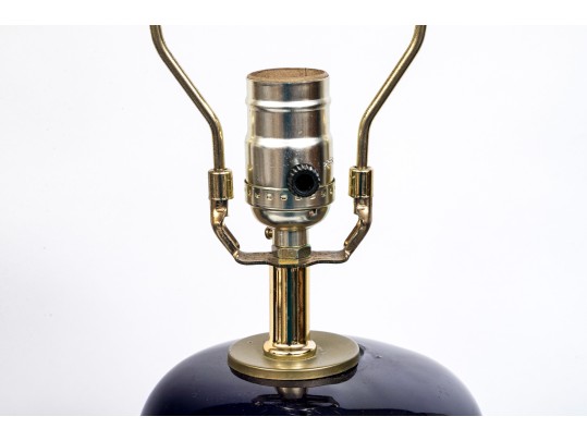 Handsome Pair Of Cobalt Glazed Ginger Jar Form Table Lamps