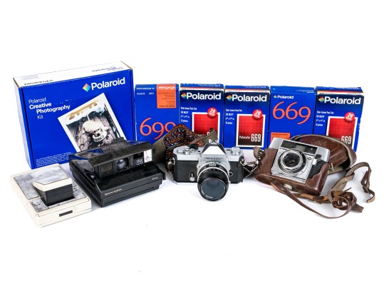 Group Of Vintage Cameras And Film