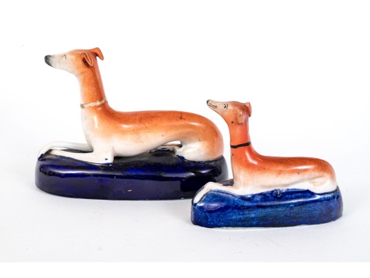 Pair Of English, Staffordshire Whippet Inkwells