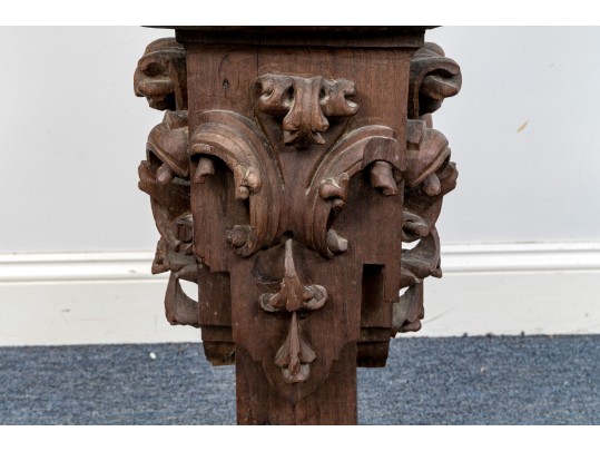 Antique Carved Wooden Altar Stick