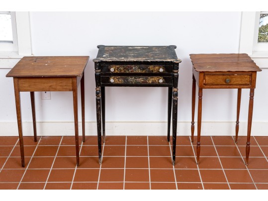 Collection Of 3 Antique Carved, Ebonized & Finished Side Tables - For Restoration
