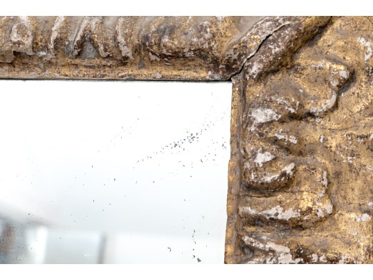 Vintage Carved Wood And Gesso Gilt Finished Mirror