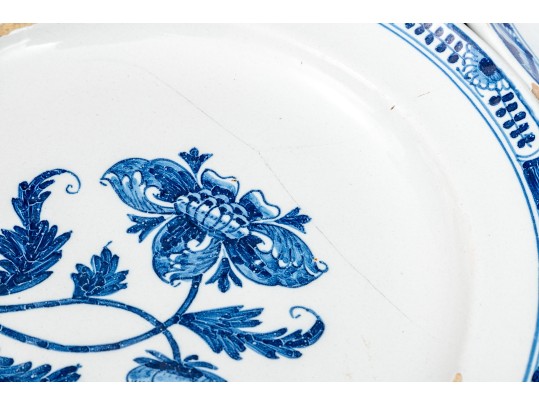 Vintage English Floral Decorated Blue And White Ceramic Dishes, 6 Dishes