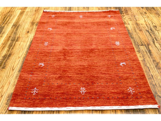 Indian Hand Loomed Wool Lori Carpet, 3' X 4'-10