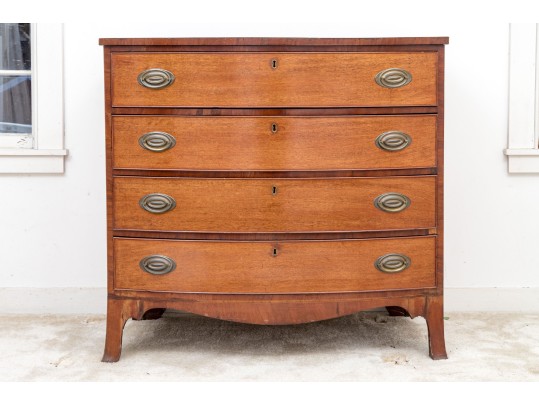 Antique Federal Bow Front Chest Of Drawers, Ca. 1800-1820