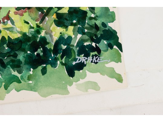 William L. Drake (Canada, 1929-2019) Watercolor On Paper, Landscape With Porch - Unframed