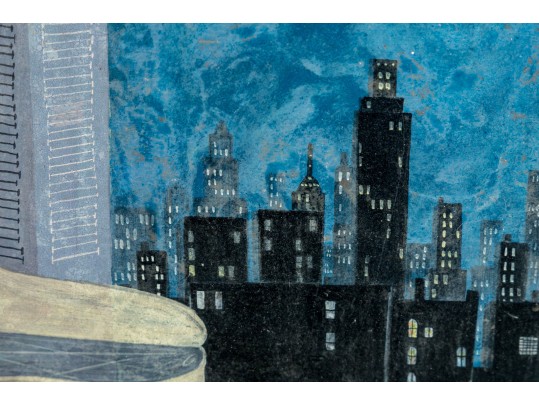 M. Wende (American, 20th C.) Oil On Board Painting, Woman With Grand Piano