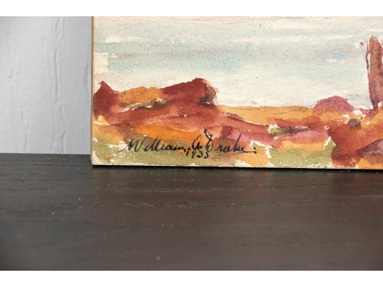 William A. Drake (1891-1979) Watercolor On Board, Mount Hook, Palisades, 1933