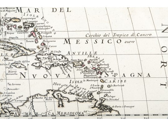 1677 Hand-colored Copper Engraved Map, 