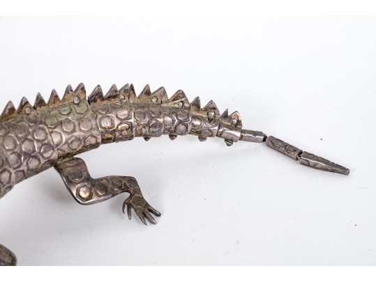 Mexican, Emilia Castillo Taxco Silver Plated Articulated Iguana Bottle Opener