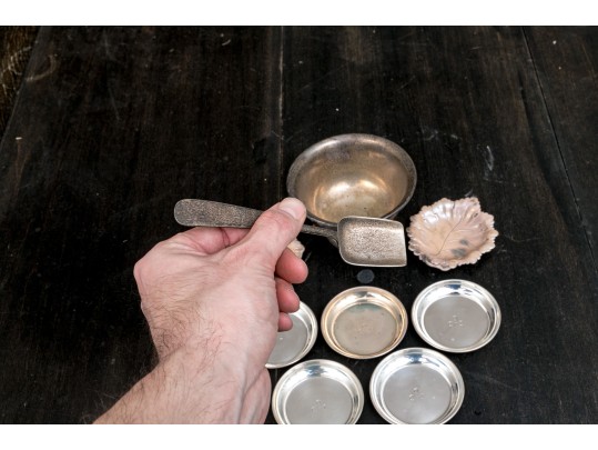 Collection Of Sterling Silver & Silver Plated Tabletop Items, 9.125 OZT, Weighable Sterling