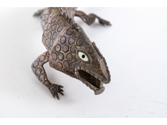 Mexican, Emilia Castillo Taxco Silver Plated Articulated Iguana Bottle Opener