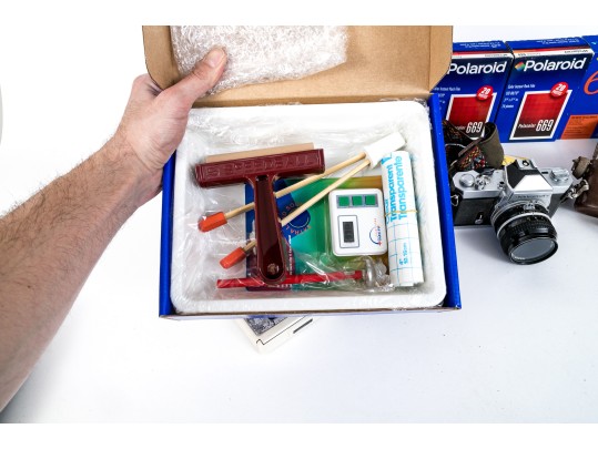 Group Of Vintage Cameras And Film