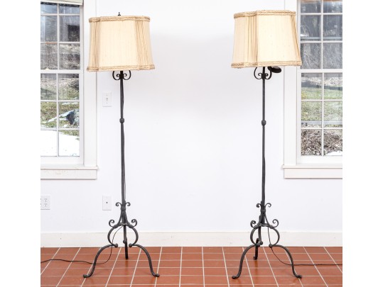 Vintage Pair Of Iron Floor Lamps
