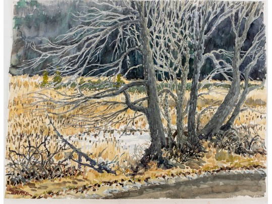 William L. Drake (Canada, 1929-2019) Watercolor On Paper, Winter Landscape