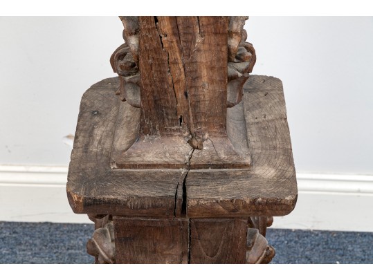 Antique Carved Wooden Altar Stick