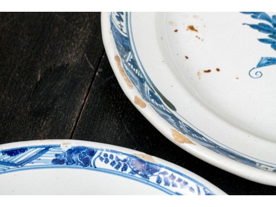 Vintage English Floral Decorated Blue And White Ceramic Dishes, 6 Dishes