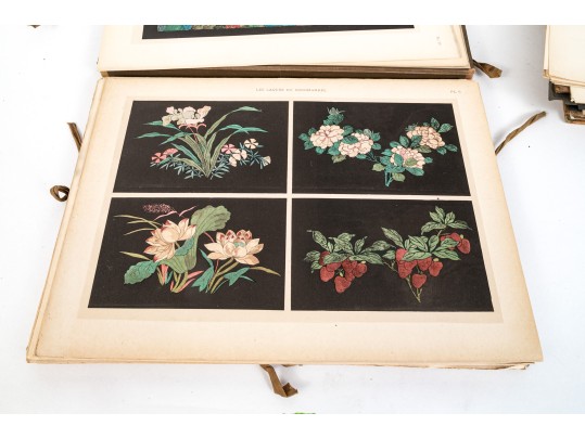 A Group Of Three Vintage Bound Books And Loose Print