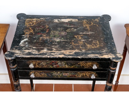 Collection Of 3 Antique Carved, Ebonized & Finished Side Tables - For Restoration