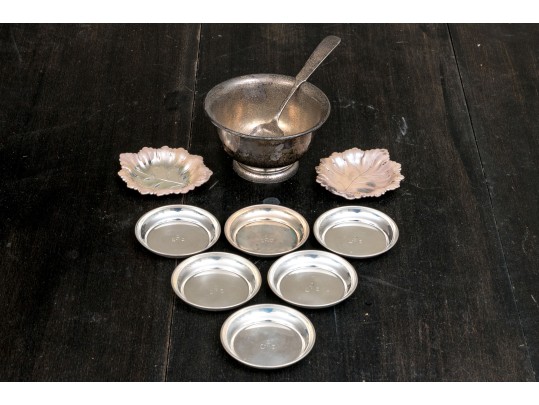 Collection Of Sterling Silver & Silver Plated Tabletop Items, 9.125 OZT, Weighable Sterling