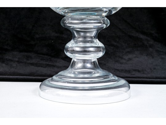 Stunning Quality Pair Of Crystal Hurricane Vases