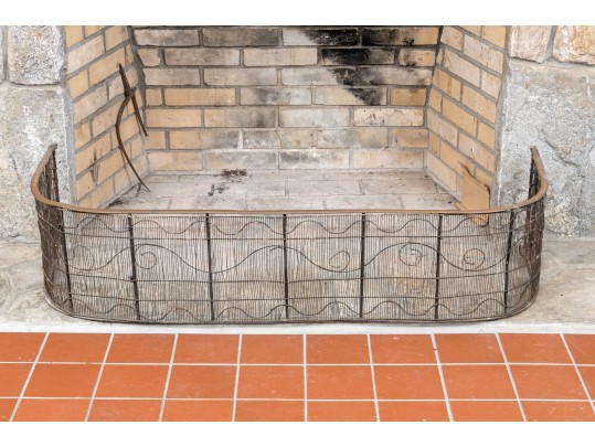 Vintage Ornate Wire And Brass Fireplace Fender
