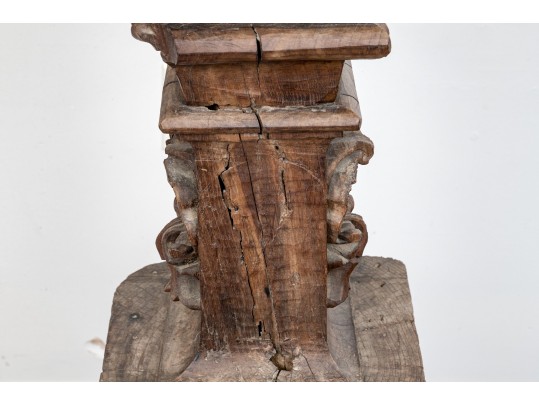 Antique Carved Wooden Altar Stick