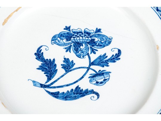 Vintage English Floral Decorated Blue And White Ceramic Dishes, 6 Dishes