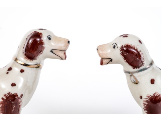 Lovely Pair Of Vintage English, Staffordshire Painted Ceramic Spaniels