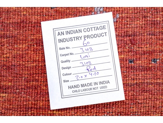 Indian Hand Loomed Wool Lori Carpet, 3' X 4'-10