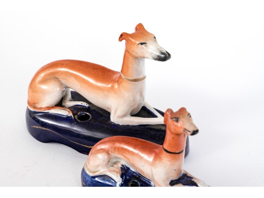 Pair Of English, Staffordshire Whippet Inkwells