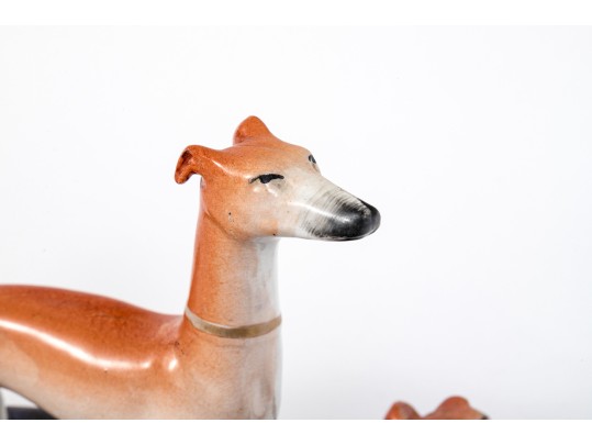 Pair Of English, Staffordshire Whippet Inkwells