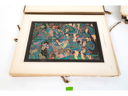 A Group Of Three Vintage Bound Books And Loose Print