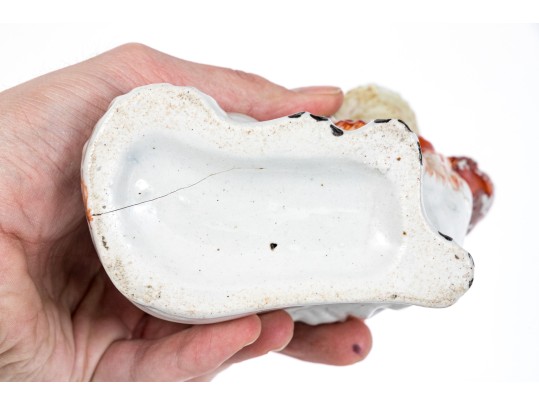 Pair Of Cute Hand Painted Staffordshire Spaniel Figures Holding Flower Baskets