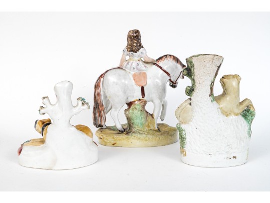 Collection Of Antique English, Staffordshire Hand Painted Ceramic Wares