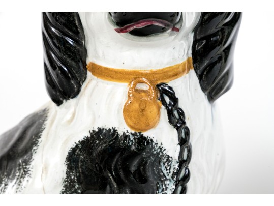 Adorable Pair Of Antique English, Staffordshire Ceramic Spaniels