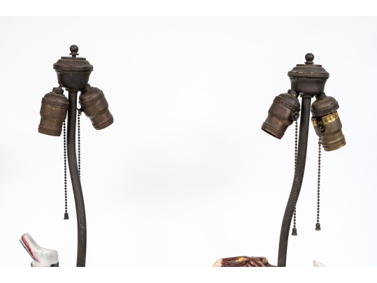 Pair Of Vintage English, Staffordshire Figural Table Lamps