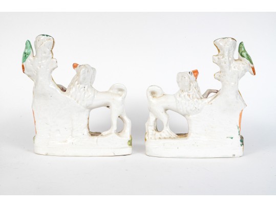 Pair Of Antique English Staffordshire Spill Vases