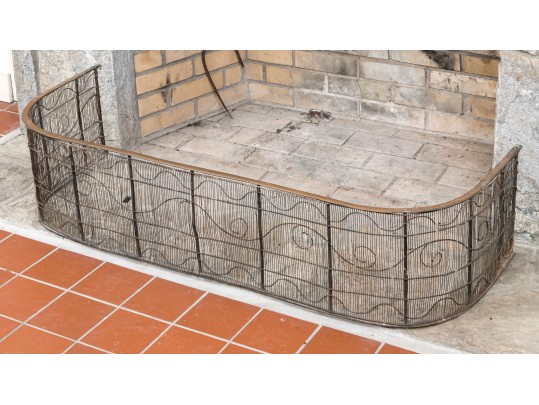 Vintage Ornate Wire And Brass Fireplace Fender