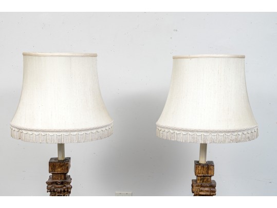Pair Of Impressively Carved Floor Lamps, Probably Italian