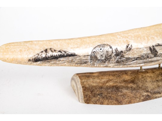 Two Vintage Pieces Of Hand Carved Scrimshaw