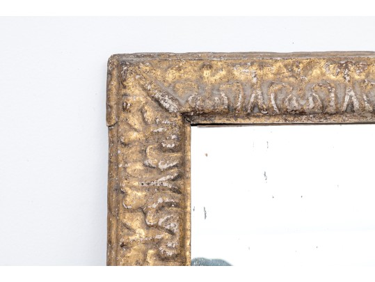 Vintage Carved Wood And Gesso Gilt Finished Mirror